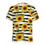 Sunflower Striped Pattern Print Men's Sports T-Shirt