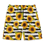 Sunflower Striped Pattern Print Men's Swim Trunks