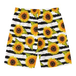 Sunflower Striped Pattern Print Men's Swim Trunks