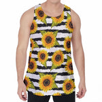 Sunflower Striped Pattern Print Men's Velvet Tank Top