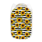 Sunflower Striped Pattern Print Mesh Laundry Hamper