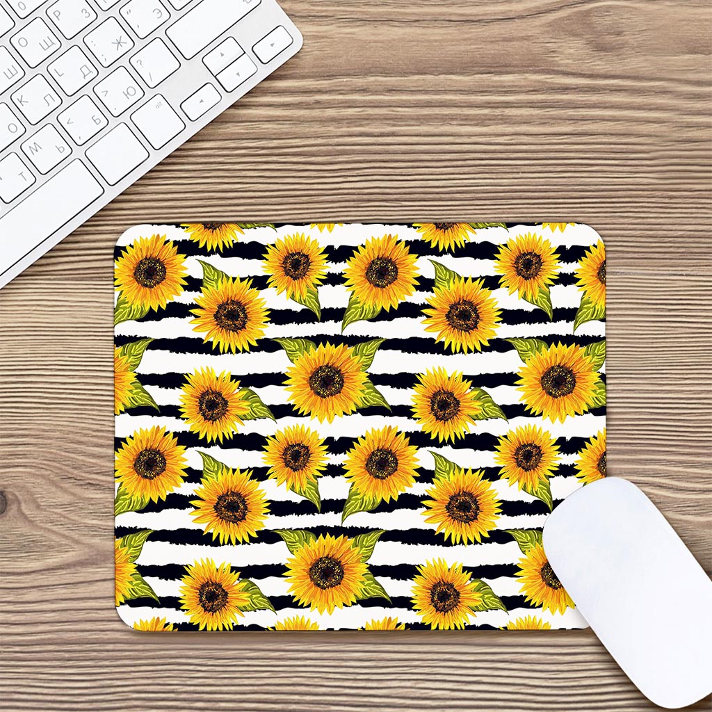 Sunflower Striped Pattern Print Mouse Pad