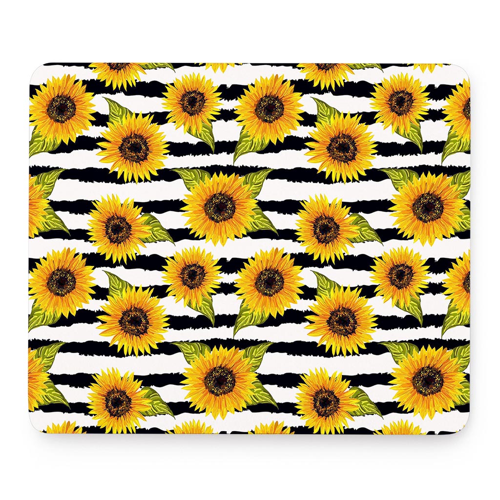Sunflower Striped Pattern Print Mouse Pad