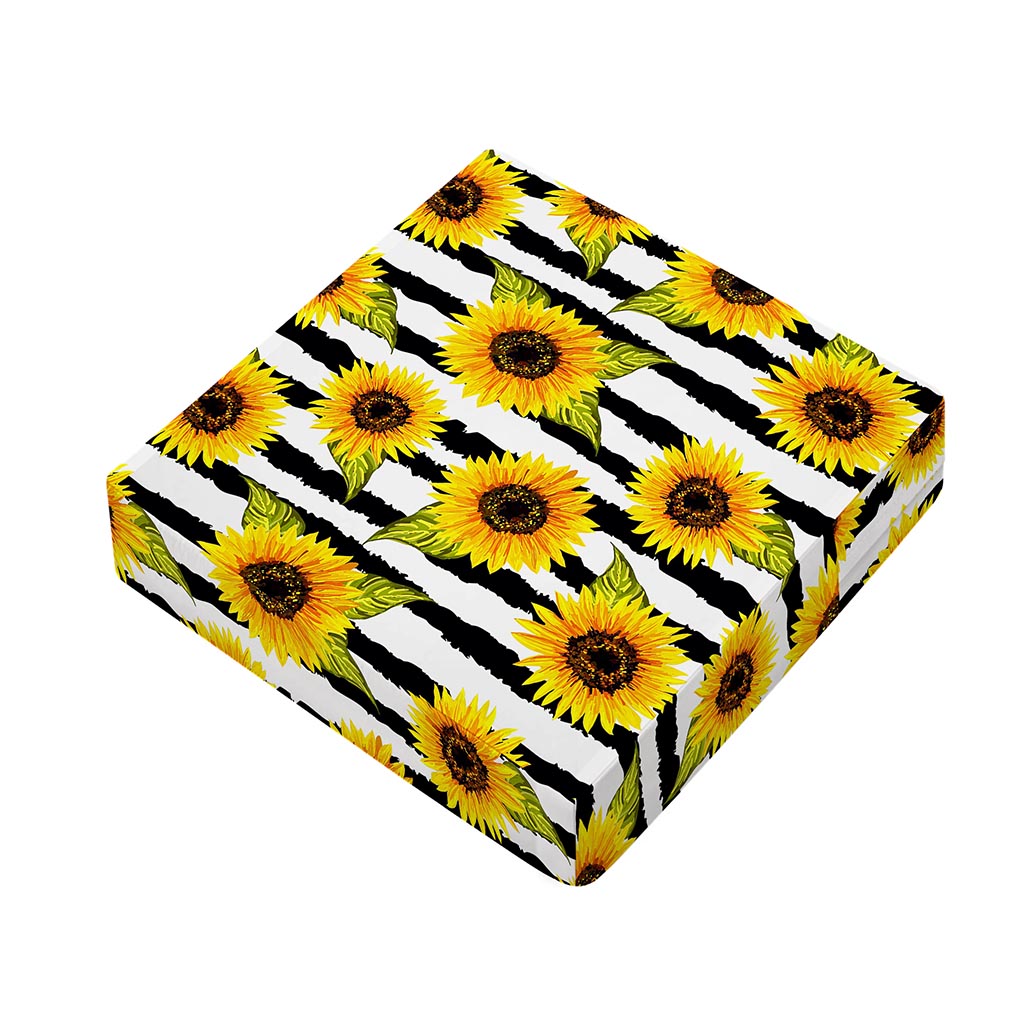 Sunflower Striped Pattern Print Outdoor Seat Cushion Cover