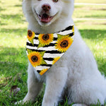 Sunflower Striped Pattern Print Over The Collar Dog Bandana