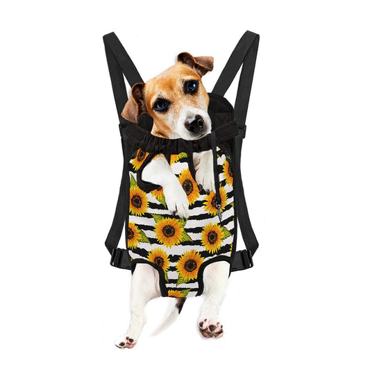 Sunflower Striped Pattern Print Pet Carrier Backpack