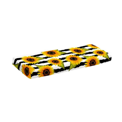 Sunflower Striped Pattern Print Piano Keyboard Cover