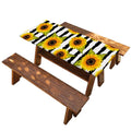 Sunflower Striped Pattern Print Picnic Table Cover