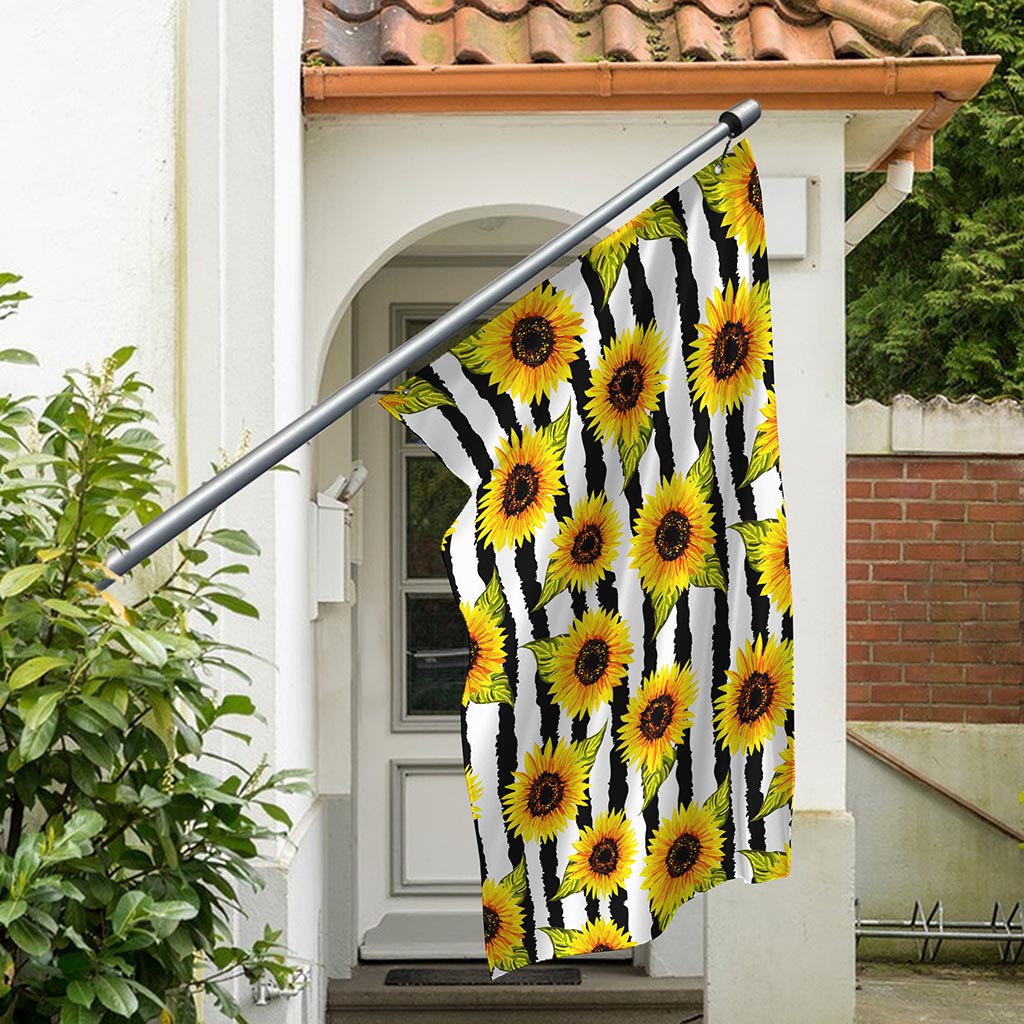 Sunflower Striped Pattern Print Polyester Flag