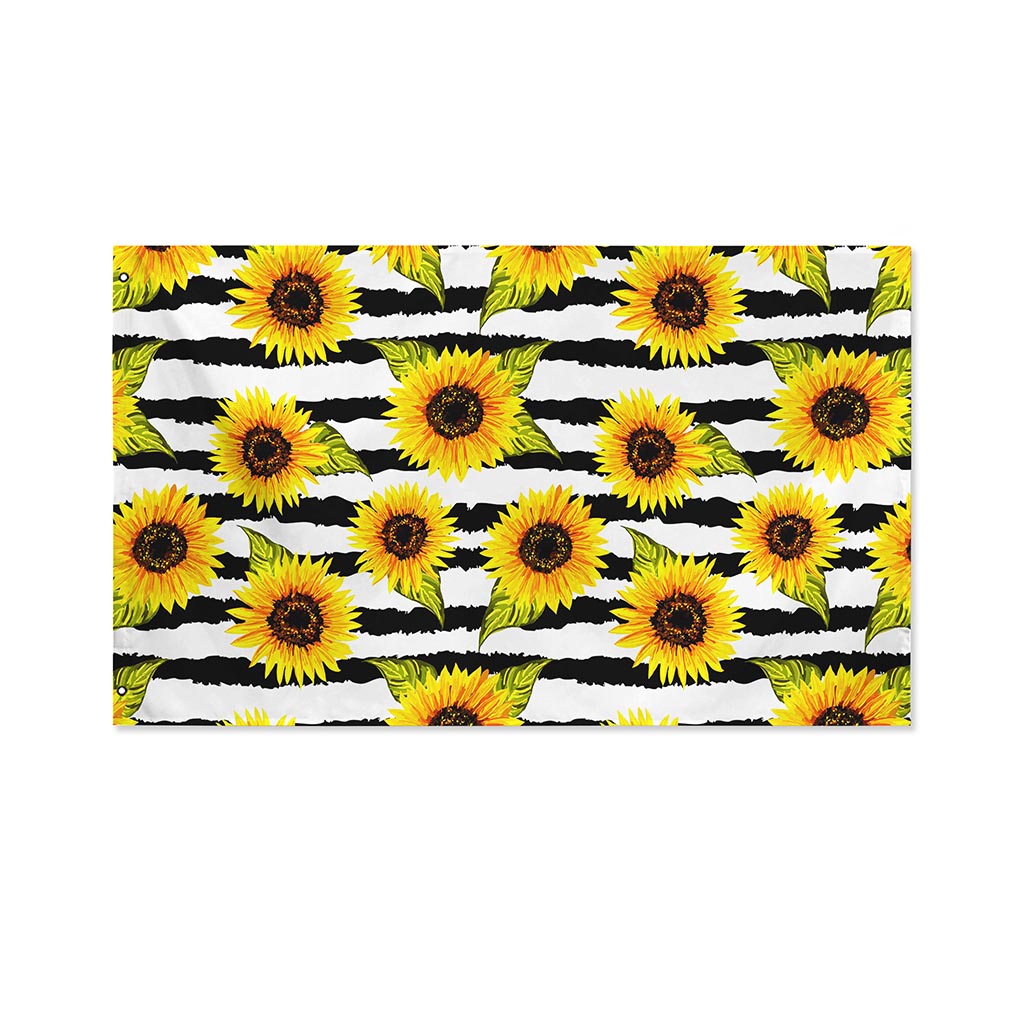 Sunflower Striped Pattern Print Polyester Flag