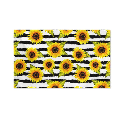 Sunflower Striped Pattern Print Polyester Flag