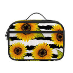 Sunflower Striped Pattern Print Portable Lunch Bag