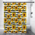 Sunflower Striped Pattern Print Premium Shower Curtain