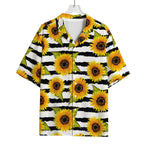 Sunflower Striped Pattern Print Rayon Hawaiian Shirt