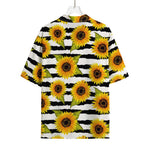 Sunflower Striped Pattern Print Rayon Hawaiian Shirt