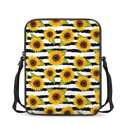 Sunflower Striped Pattern Print Rectangular Crossbody Bag