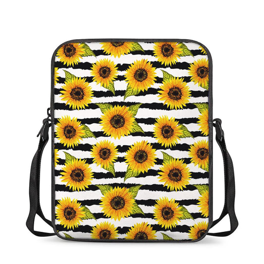 Sunflower Striped Pattern Print Rectangular Crossbody Bag
