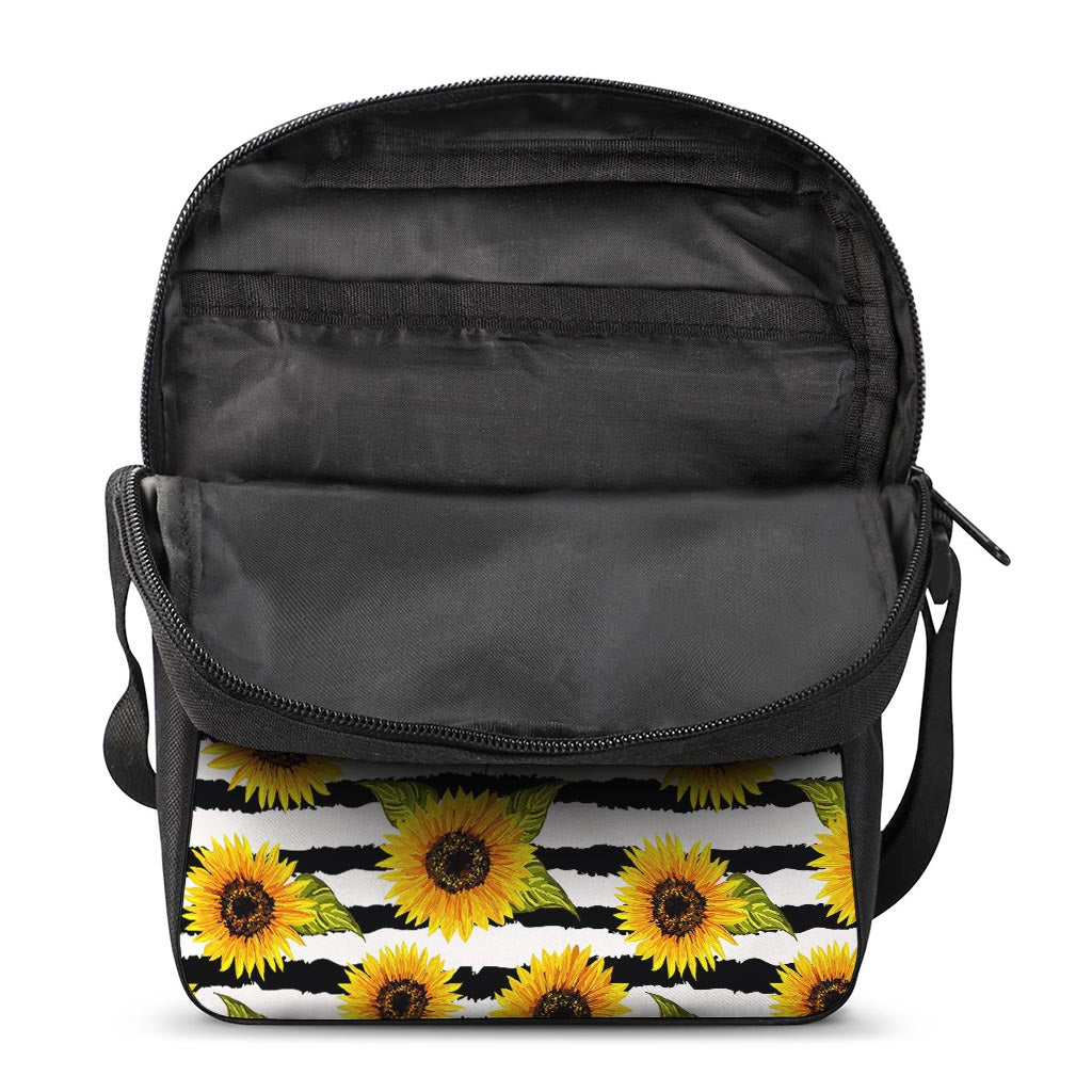 Sunflower Striped Pattern Print Rectangular Crossbody Bag