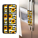 Sunflower Striped Pattern Print Refrigerator Handle Covers