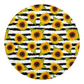 Sunflower Striped Pattern Print Round Blanket