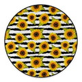 Sunflower Striped Pattern Print Round Floor Mat