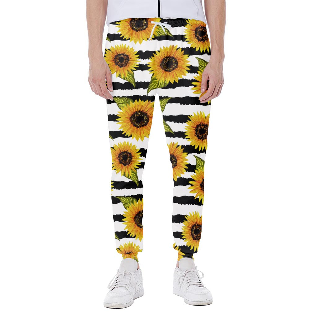 Sunflower Striped Pattern Print Scuba Joggers
