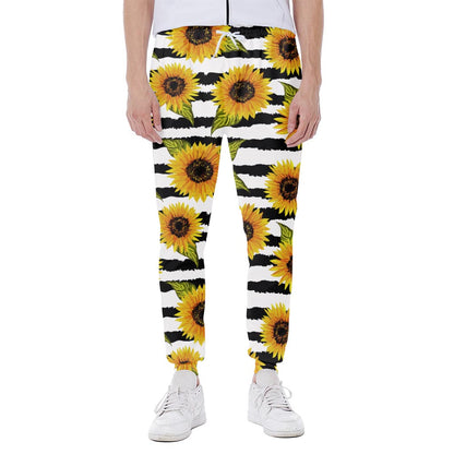 Sunflower Striped Pattern Print Scuba Joggers