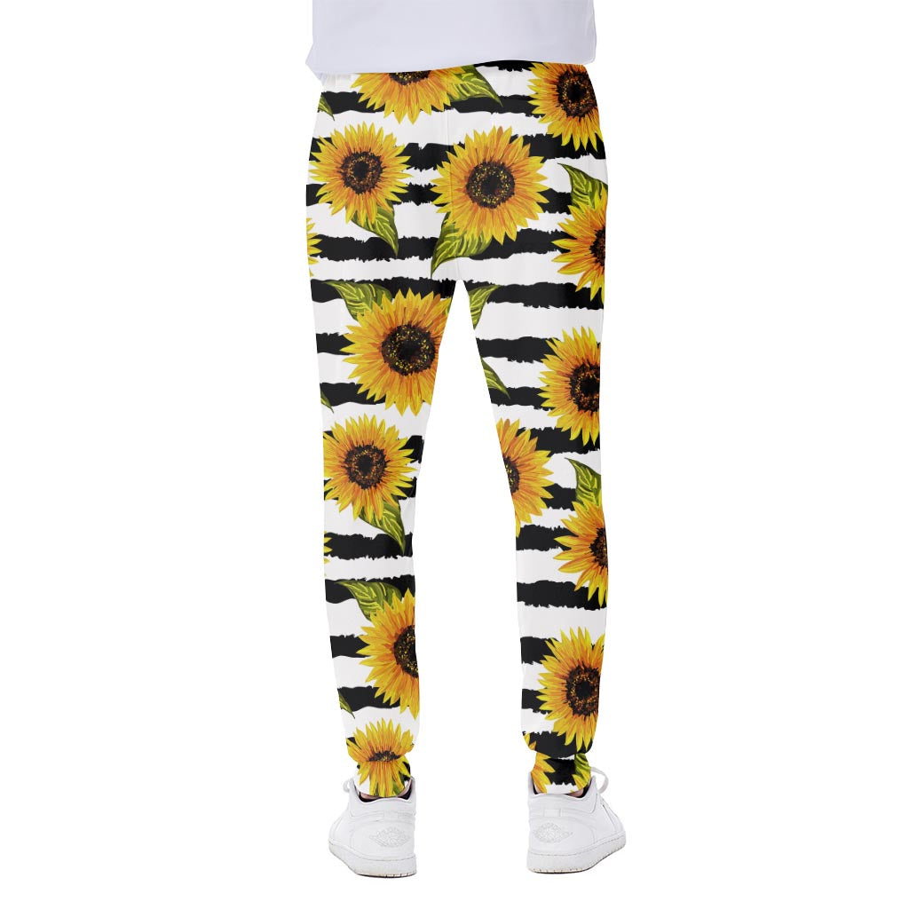 Sunflower Striped Pattern Print Scuba Joggers