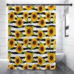 Sunflower Striped Pattern Print Shower Curtain