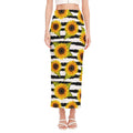 Sunflower Striped Pattern Print Side Slit Maxi Skirt