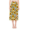Sunflower Striped Pattern Print Side Slit Midi Skirt