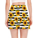 Sunflower Striped Pattern Print Side Slit Mini Skirt
