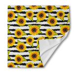 Sunflower Striped Pattern Print Silk Bandana