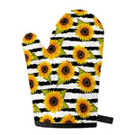 Sunflower Striped Pattern Print Single Oven Mitt