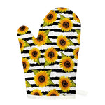 Sunflower Striped Pattern Print Single Oven Mitt