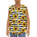 Sunflower Striped Pattern Print Sleeveless Baseball Jersey