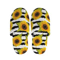 Sunflower Striped Pattern Print Slippers