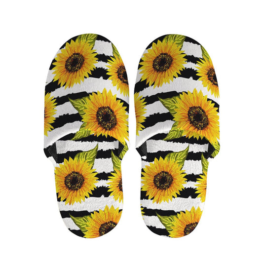 Sunflower Striped Pattern Print Slippers