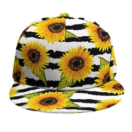 Sunflower Striped Pattern Print Snapback Cap