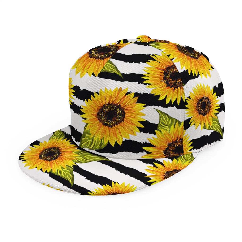Sunflower Striped Pattern Print Snapback Cap