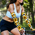 Sunflower Striped Pattern Print Sun Protection Arm Sleeves