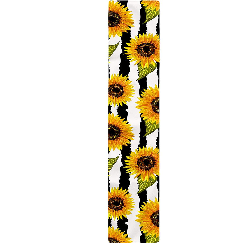 Sunflower Striped Pattern Print Table Runner