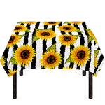 Sunflower Striped Pattern Print Tablecloth