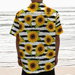Sunflower Striped Pattern Print Textured Short Sleeve Shirt