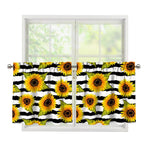 Sunflower Striped Pattern Print Tier Curtains