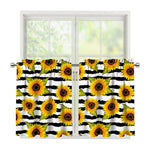 Sunflower Striped Pattern Print Tier Curtains
