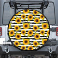 Sunflower Striped Pattern Print Tire Cover
