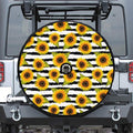 Sunflower Striped Pattern Print Tire Cover With Camera Hole