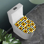 Sunflower Striped Pattern Print Toilet Lid Cover