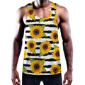 Sunflower Striped Pattern Print Men's Workout Tank Top